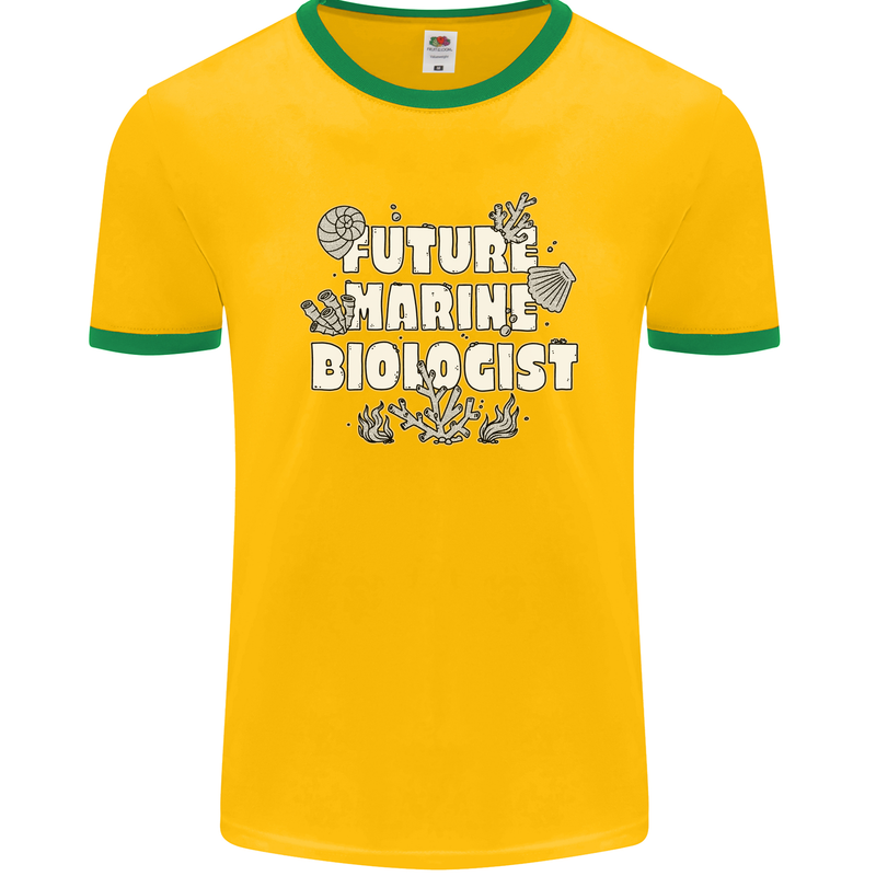 Future Marine Biologist Mens Ringer T-Shirt FotL Gold/Green