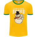 Christmas Sucks Bah Humbug Snowman Xmas Mens Ringer T-Shirt FotL Gold/Green