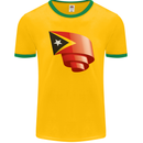 Curled East Timor Flag Day Football Mens Ringer T-Shirt FotL Gold/Green