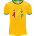 Torn Guinea Flag Guinean Day Football Mens Ringer T-Shirt FotL Gold/Green