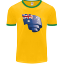 Curled Australia Flag Australian Day Football Mens Ringer T-Shirt FotL Gold/Green