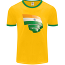 Curled India Flag Indian Day Football Mens Ringer T-Shirt FotL Gold/Green