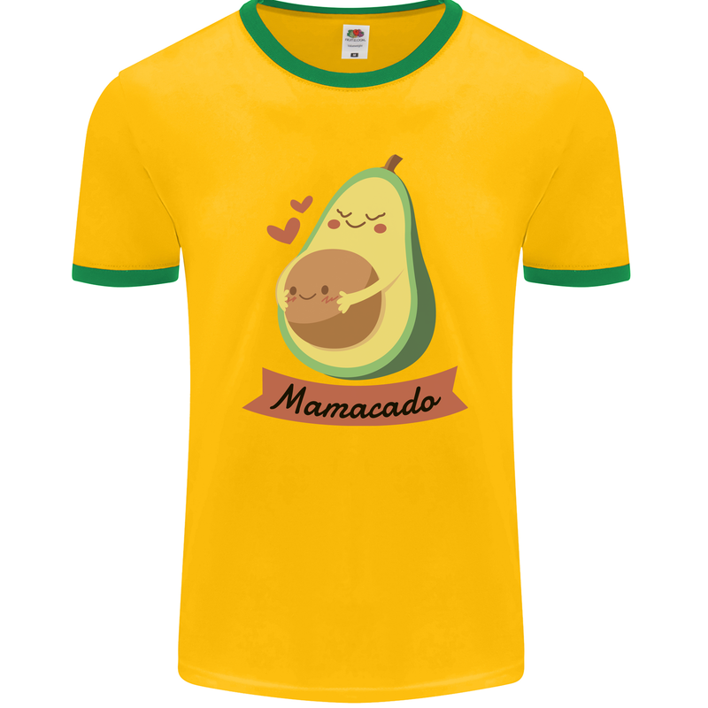 Mamacado New Baby Pregnancy Pregnant Mens Ringer T-Shirt FotL Gold/Green