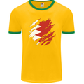 Torn Bahrain Flag Bahraini Day Football Mens Ringer T-Shirt FotL Gold/Green