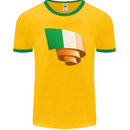 Curled Ireland Flag Irish St Patricks Day Football Mens Ringer T-Shirt FotL Gold/Green