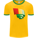 Curled Guinea Flag Guinean Day Football Mens Ringer T-Shirt FotL Gold/Green