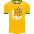 I Love Science Physics Chemistry Biology Nerd Mens Ringer T-Shirt FotL Gold/Green