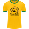 I am the View Funny Cat Mens Ringer T-Shirt Gold/Green