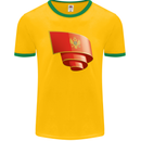 Curled Montenegro Flag Montenegrin Day Football Mens Ringer T-Shirt FotL Gold/Green