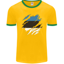 Torn Estonia Flag Estonian Day Football Mens Ringer T-Shirt FotL Gold/Green