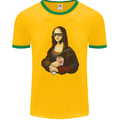 Kebab Mona Lisa Funny Food Mens Ringer T-Shirt FotL Gold/Green