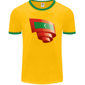 Curled Maldives Flag Maldivian Day Football Mens Ringer T-Shirt FotL Gold/Green