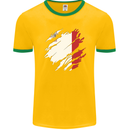 Torn Malta Flag Maltese Day Football Mens Ringer T-Shirt FotL Gold/Green