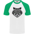 Ouija Board Cat Dark Black Magic Voodoo Mens S/S Baseball T-Shirt White/Green