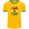 Torn Ghana Flag Ghanaian Day Football Mens Ringer T-Shirt FotL Gold/Green
