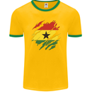 Torn Ghana Flag Ghanaian Day Football Mens Ringer T-Shirt FotL Gold/Green