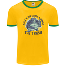 Offensive Turtle Climate Change Environment Mens Ringer T-Shirt Gold/Green