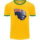 Curled New Zealand Flag Zealander Kiwi Day Mens Ringer T-Shirt FotL Gold/Green