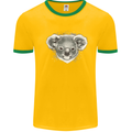 A Koala Bear Head Mens Ringer T-Shirt Gold/Green