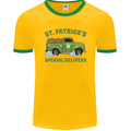 St Patricks Beer Delivery Funny Alcohol Guinness Mens Ringer T-Shirt FotL Gold/Green