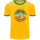 Funny Fishing Bet Your Bass Im Going Fisherman Mens Ringer T-Shirt Gold/Green