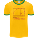 Fibonacci Spiral Mathematics Maths Science Mens Ringer T-Shirt FotL Gold/Green