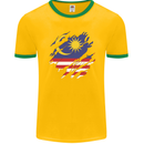 Torn Malaysia Flag Malaysian Day Football Mens Ringer T-Shirt FotL Gold/Green