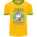Shut the Fuckupcakes Funny Offensive Unicorn Mens Ringer T-Shirt Gold/Green