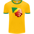 Curled Republic of the Congo Flag Day Football Mens Ringer T-Shirt FotL Gold/Green