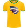 Curled Cape Verde Flag Verdean Day Football Mens Ringer T-Shirt FotL Gold/Green