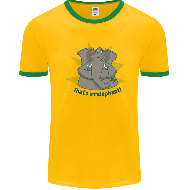 Irrelephant Funny Elephant Mens Ringer T-Shirt FotL Gold/Green