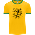 Yoga Symbol Sketch Meditation Mens Ringer T-Shirt Gold/Green