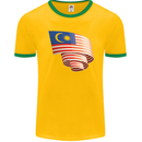 Curled Malaysia Flag Malaysian Day Football Mens Ringer T-Shirt FotL Gold/Green