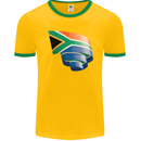Curled South African Flag Africa Day Football Mens Ringer T-Shirt FotL Gold/Green