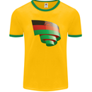 Curled Malawi Flag Malawian Day Football Mens Ringer T-Shirt FotL Gold/Green