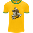 Scooter Skull Motorcycle Biker MOD Mens Ringer T-Shirt FotL Gold/Green