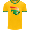 Curled Bolivia Flag Bolivian Day Football Mens Ringer T-Shirt FotL Gold/Green