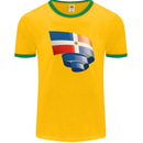 Curled Dominican Republic Flag Dominicanos Day Mens Ringer T-Shirt FotL Gold/Green