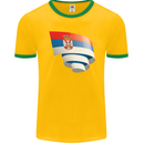 Curled Serbia Flag Serbia Day Football Mens Ringer T-Shirt FotL Gold/Green
