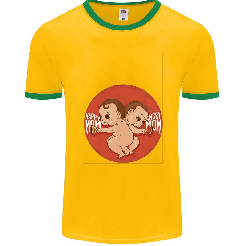 Angry Mom New Baby Pregnancy Pregnant Mens Ringer T-Shirt FotL Gold/Green