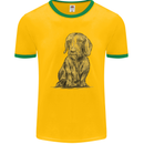 A Dachshund Dog Mens Ringer T-Shirt Gold/Green