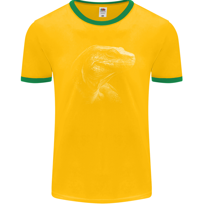 A Komodo Dragon Mens Ringer T-Shirt FotL Gold/Green