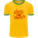 Everything's Better With Hot Sauce Funny Food Mens Ringer T-Shirt FotL Gold/Green