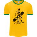 A Snowboarder Snowboarding Winter Sports Mens Ringer T-Shirt Gold/Green