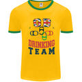 GB Drinking Team Funny Stag Do Doo Beer Mens Ringer T-Shirt Gold/Green