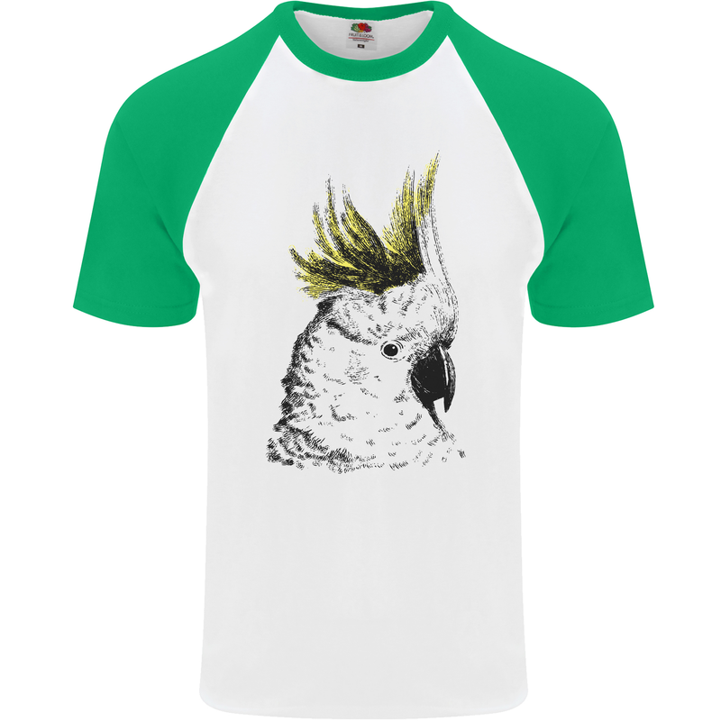 A Cockatoo Bird Mens S/S Baseball T-Shirt White/Green