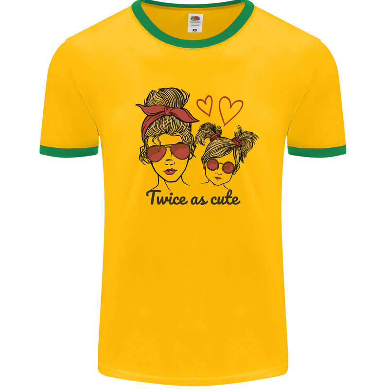 Mummy & Daughter Twice as Cute Mommy Mens Ringer T-Shirt Gold/Green
