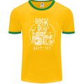 Rock is Dead Music Drummer Drumming Mens Ringer T-Shirt FotL Gold/Green