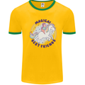Magical Friends a Girl Riding a Unicorn Mens Ringer T-Shirt Gold/Green