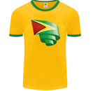 Curled Guyana Flag Guyanese Day Football Mens Ringer T-Shirt FotL Gold/Green